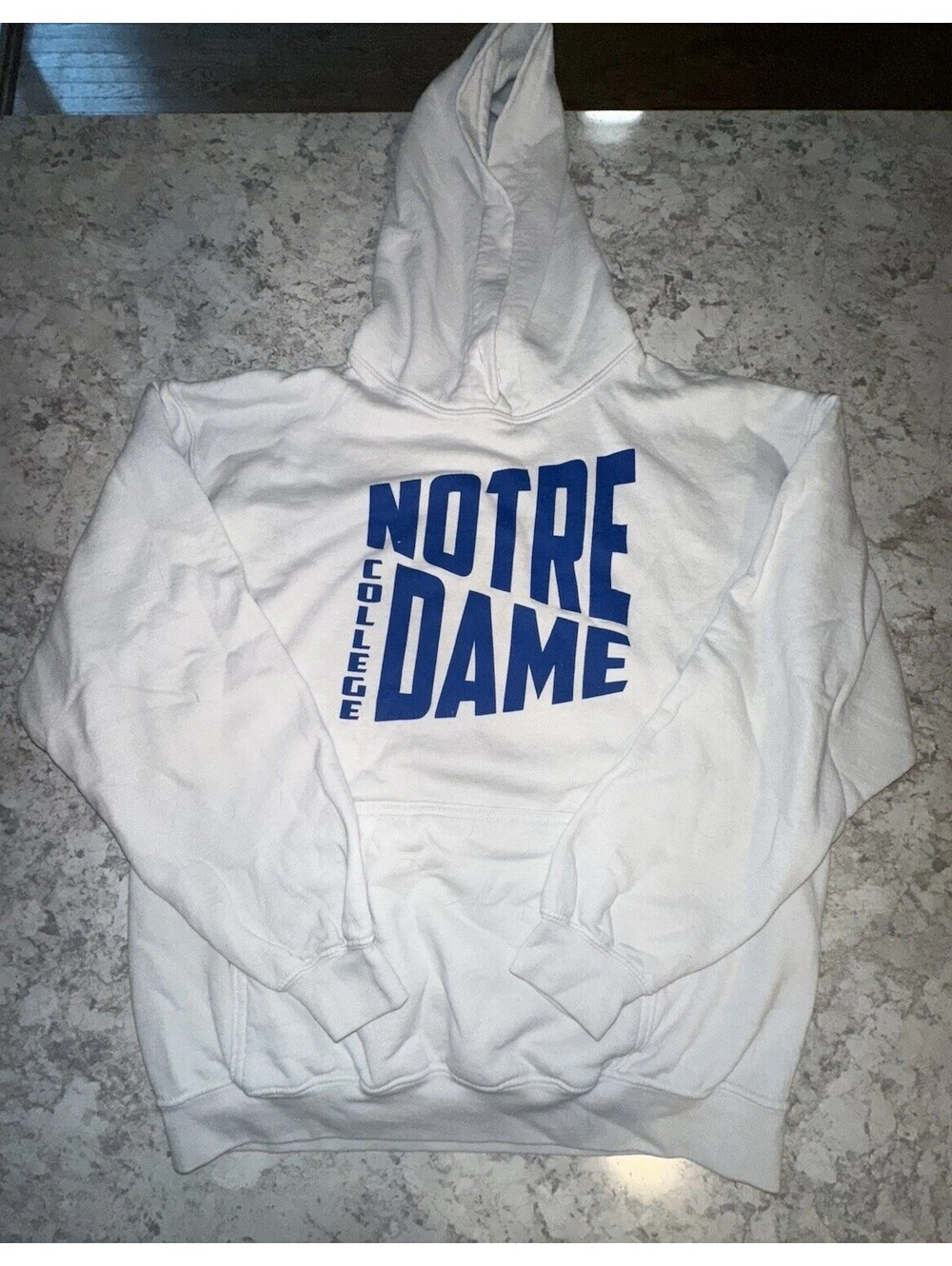 Notre Dame Sweatshirt White Blue Hoodie Style College Team Apparel